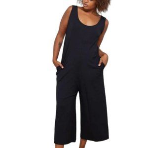 Free Label Andie Jumpsuit Black Romper Bamboo Pockets Scoop Neck Womens Medium